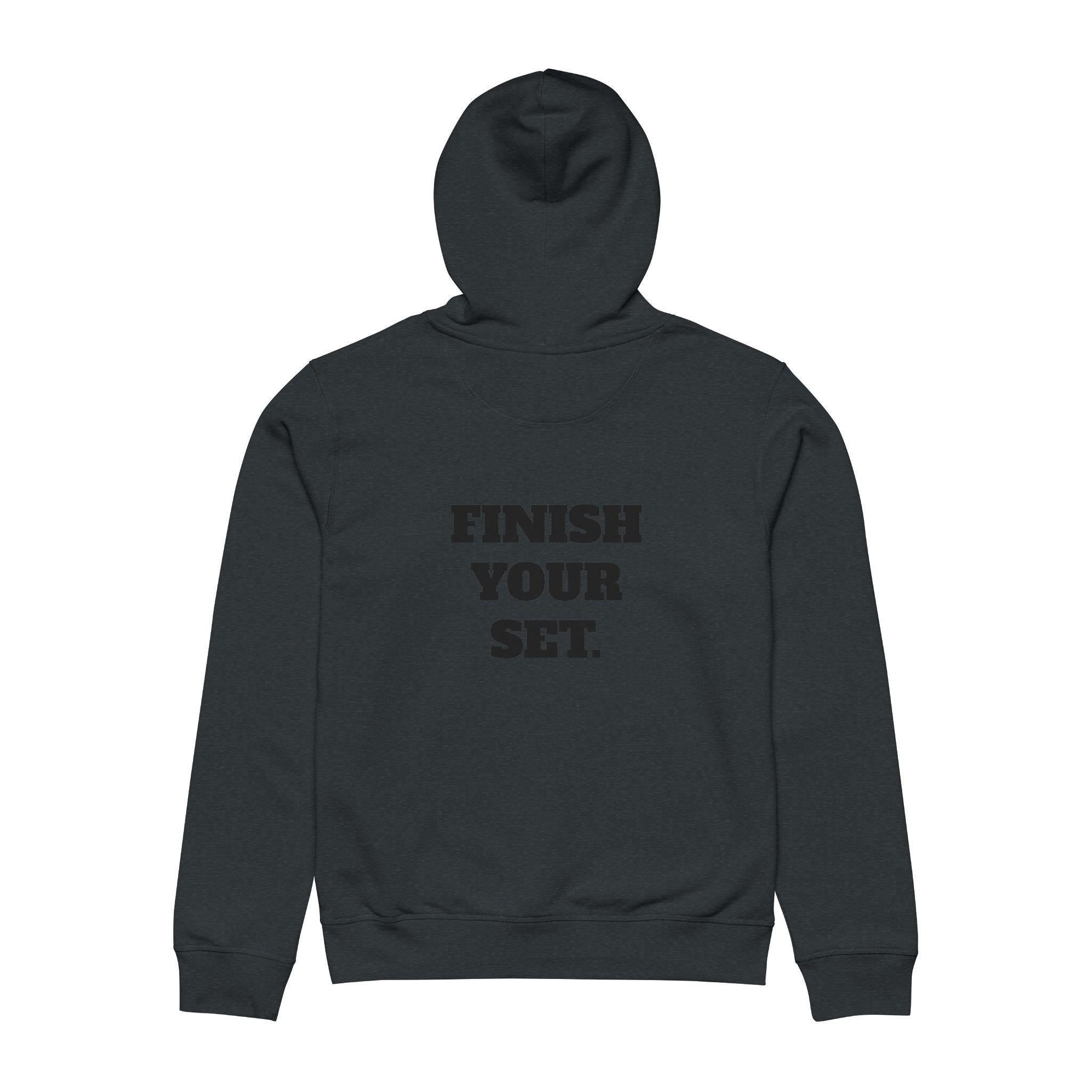 Lift, Race, Move / Finish Your Set Hoodie | Drummer Fitness Typography Sweatshirt
