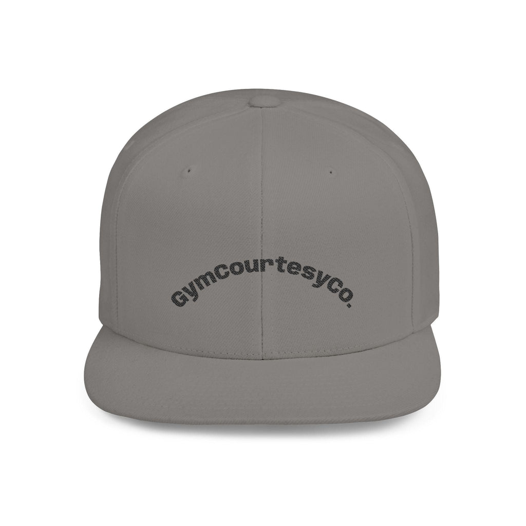 gymcourtesyco. arch logo Flat Bill Snapback | embroidered cap, streetwear