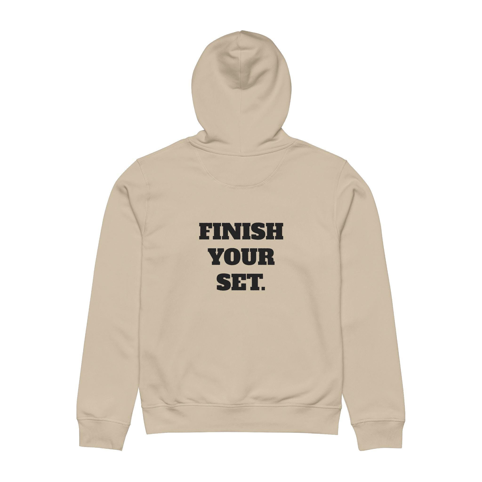 Lift, Race, Move / Finish Your Set Hoodie | Drummer Fitness Typography Sweatshirt