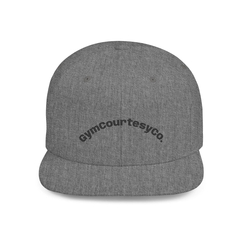 gymcourtesyco. arch logo Flat Bill Snapback | embroidered cap, streetwear